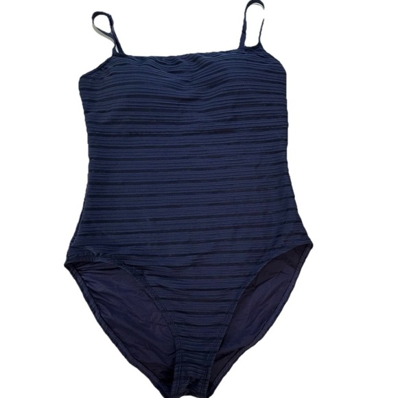 La Blanca Fluid Lines Lingerie One Piece Mesh Detail Women's Size 12 Navy Blue - Picture 5 of 6